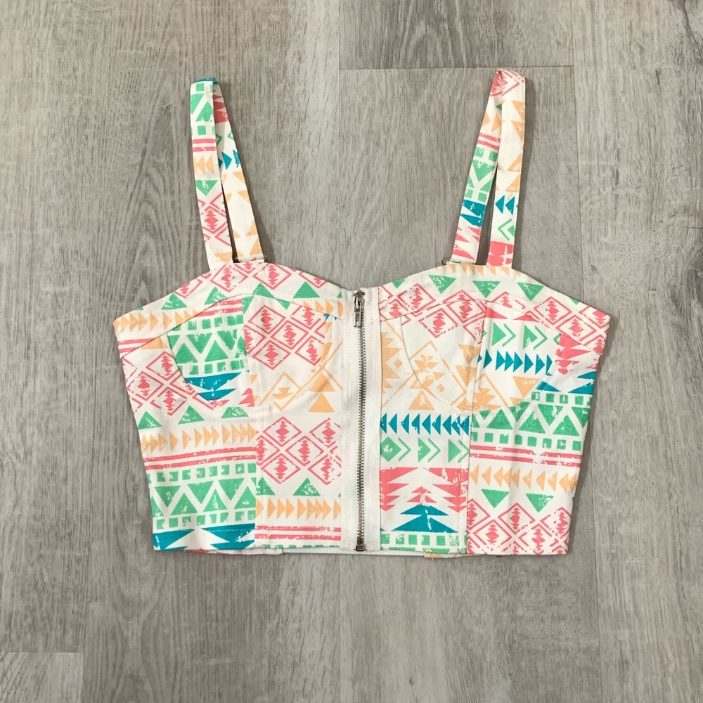 Summer Festival Tribal Print Bustier Crop Top